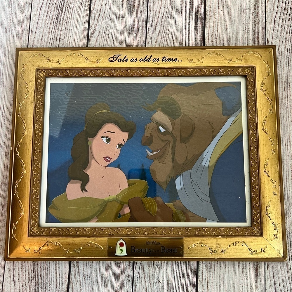 Beauty And The Beast Gold Frame And Lithograph Disney